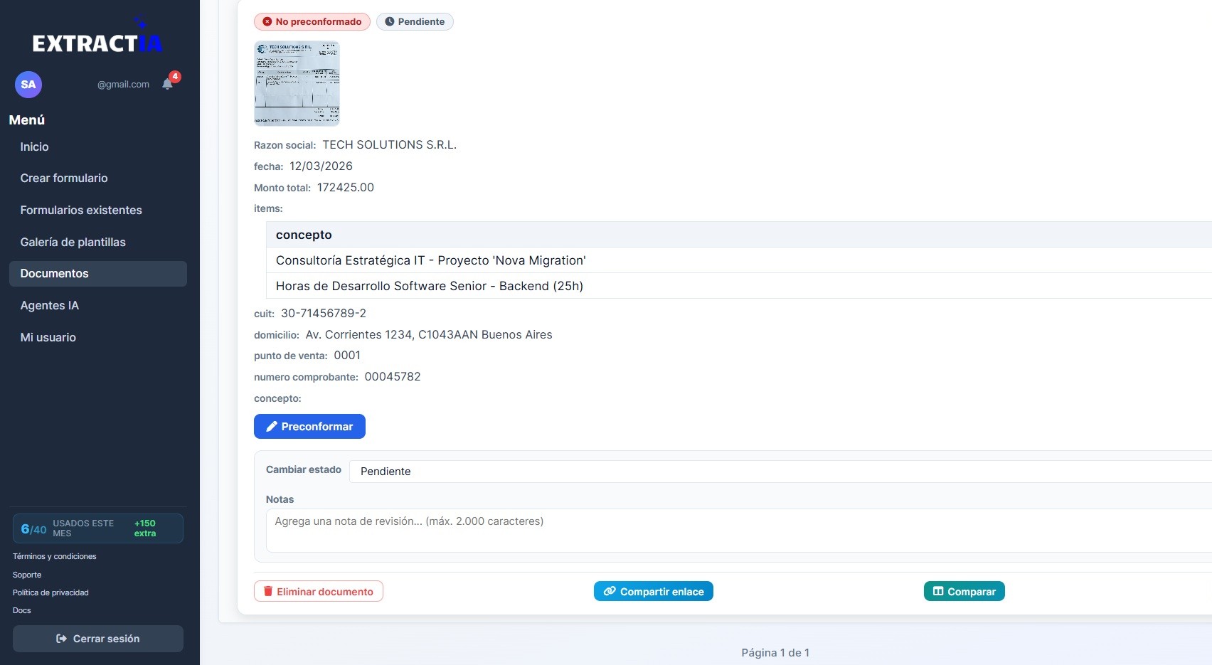 Extractia app screenshot